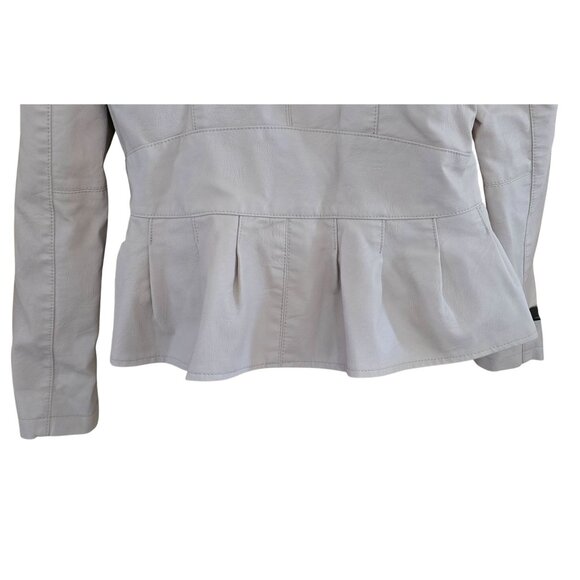 Baccini Womens Beige Peplum Jacket Small Zip Up Casual Chic coquette office wear - Picture 5 of 9